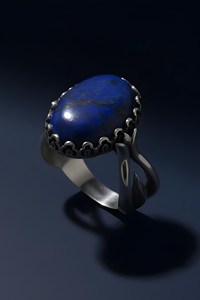 Handmade Sterling Silver Lapis Lazuli <b>Ring</b> Tulip Motif Boho Vintage Gemstone Statement <b>Ring</b> For Women - Product Image 4