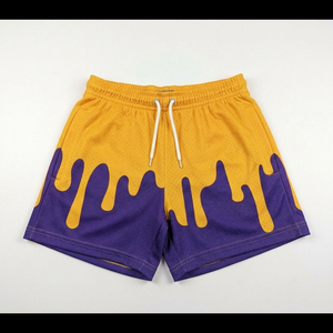 Servicio OEM al por mayor: Pantalones cortos de malla transpirables 100% poliéster para hombre con estampado personalizado de helado goteando - Product Image 2