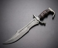 Lame à pointe clip en acier Damas, manche Damas, qualité industrielle, lame unique, faite à la main, pour usage extérieur, camping, chasse, 23 cm, 1 kg