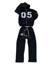 Survêtement personnalisé grande taille pour hommes, survêtement respirant évasé délavé à l'acide, sweat à capuche délavé au soleil, imprimé brodé - Product Image 2