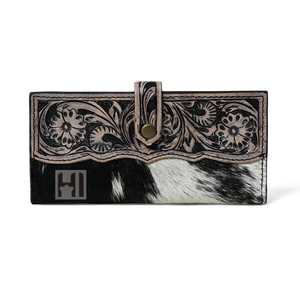 Women's Trending Western Style Genuine Cowhide Leather <b>Wallet</b> with Flap Open Design Logo Magnet RFID Protection for <b>Card</b> <b>Holders</b> - Product Image 1
