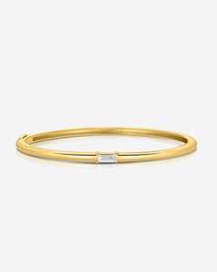 Baguette Cut Lab Grown Diamond <b>Cuff</b> <b>Bracelet</b> Custom 14K Solid Gold Dainty Hinged Bangle Stacking Bangles Factory Price Wholesale - Product Image 1