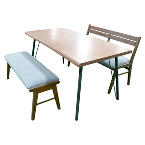 Solid Wood Outdoor <b>Garden</b> <b>Set</b> Teak Patio Table Bench Chairs Contemporary Design Weather Resistant 6 Seater - Product Image 3