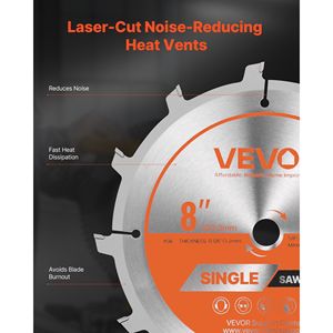 Set di Lame per Scanalatura da 8 Pollici di Diametro, 12 Denti Affilati in Lega, Attacco da 5/8 Pollici, Lama per Finitura Fine - Lama per Scanalatura, Chipper e Shim - Product Image 5