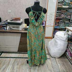 Women's Green Bohemian Maxi <b>Dress</b> Ruffle Backless Spaghetti Strap A-Line Holiday Beach Casual <b>Dress</b> - Product Image 3