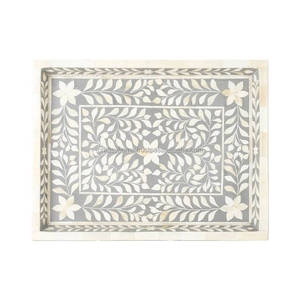 Bandejas para servir de madera de resina MDF de tamaño personalizado, diseño Floral con incrustaciones de hueso de alta calidad, estilo Vintage, hogar, Hotel, servicio de comida Rectangular - Product Image 1