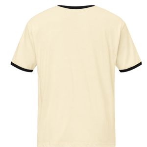 Camiseta Unisex Estilo Ringer para Papá, Color Negro Natural con Ribete en Contraste, Cuello Redondo, Uso Diario Informal, Suave y Cómoda, Estilo Retro - Product Image 2