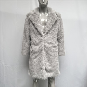 <b>Men</b> <b>Long</b> Thick Plush Fuzzy Blue White Faux Fur <b>Jacket</b> Warm Winter Fox Fur Coat - Product Image 2