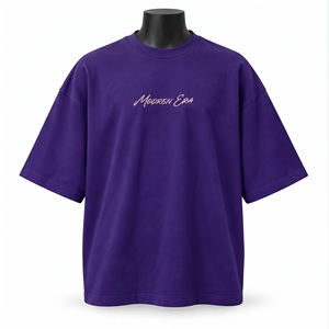 Camiseta minimalista extragrande de algodón grueso color rosa malva empolvado, fabricación al por mayor de ropa urbana de marca personalizada OEM. - Product Image 6