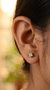 New Minimal 9K Solid Yellow Gold IGI Certified Lab Grown <b>Diamond</b> Stud <b>Earring</b> <b>Square</b> Brilliant Cut Women Jewelry Wedding Party - Product Image 6