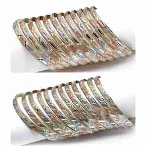 Wholesale Mix Design 3 Tone Gold Plated <b>Bangles</b> <b>Set</b>, Multi Tone <b>Bangles</b> <b>Set</b>, 3 Tone Fashion <b>Bangles</b>, Tri Color Brass <b>Bangles</b> <b>Set</b> - Product Image 5