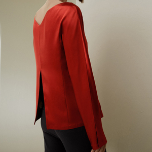 Hot Sale Women's Summer Button Woven <b>Satin</b> Silk <b>Blouse</b> Long Sleeve Slim Fit Solid Color Office Shirt - Product Image 2