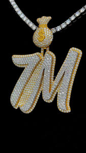 Pendentif glacé 7M pour hommes pendentif sac d'argent personnalisé Hip Hop Bling deux tons plaqué or et argent bijoux en diamant Moissanite - Product Image 4