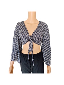 Blusas Elegantes Vintage Casuales de Rayón con Estampado Floral y Geométrico para Mujer, Oficina, Verano, Mangas 3/4, Cuello Redondo, Ecológicas y Transpirables - Product Image 4