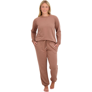 Women's 2-Piece Heavyweight Cotton Fleece Eco-Friendly Waterproof Breathable Loose Fit Casual Hoodie Jogger Pants <b>Set</b> All - Product Image 2