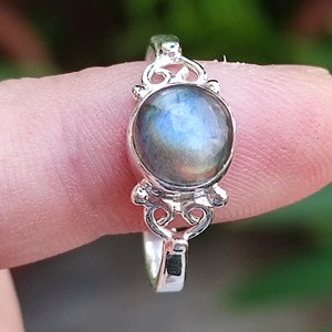 <b>Labradorite</b> <b>Ring</b> 925 Sterling Silver Handmade Boho Statement Promise Jewelry for Women Natural Round Shape Gemstone Jewelry - Product Image 2