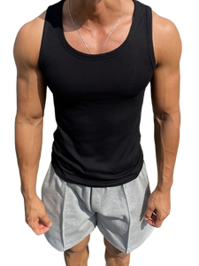 Camiseta sin mangas para hombre, 100% algodón, para verano, deportes, fitness, running, entrenamiento, tejida - Product Image 2