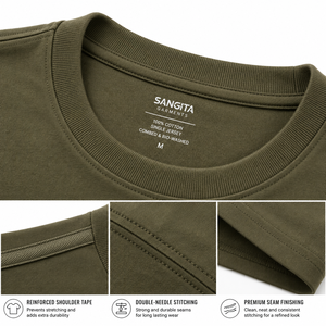 T-shirt décontracté pour homme Sangita en coton éponge 100 % vert olive, à manches courtes, col rond, coupe classique, motif lettres imprimé, écologique - Product Image 4