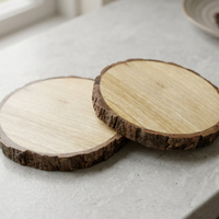 Sous-verre classique en bois naturel AG Elements, personnalisable avec logo, résistant à la chaleur, épaisseur 3 mm, diamètre 100 mm, pour la décoration intérieure