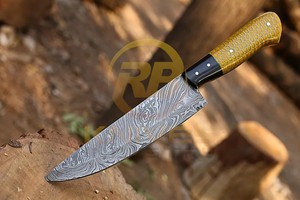 Custom Handmade Damascus Steel Chef <b>Knife</b> in Polished Blade Resin Handle <b>Sharp</b> Straight Edge Right Hand Professional - Product Image 6