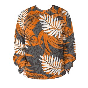 Sweat-shirt à col rond pour homme, imprimé feuilles de palmier orange, manches raglan, décontracté - Product Image 1