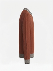 Pull en tricot côtelé pour homme, manches longues, vêtements décontractés d'automne, 100% laine, couleur unie, coupe classique - Product Image 3