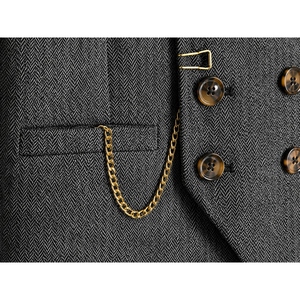 Chaleco de Tweed Cruzado Personalizado para Hombre, Chaleco Premium con Diseño Espigado, Chaleco de Traje Clásico para Bodas y Eventos Formales - Product Image 6