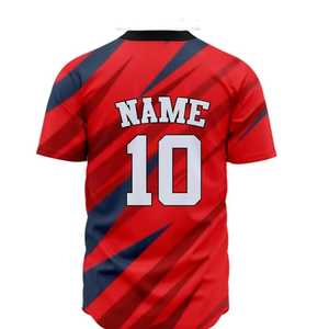 Camiseta de Béisbol para Hombre, Manga Corta, Azul y Blanco a Rayas, Estampado Sublimado, Cierre de Botones, Nombre del Equipo, 10, Prenda Deportiva Transpirable de Poliéster - Product Image 4