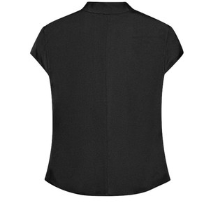 Blusa Elegante de Gasa Blanca para Mujer con Cuello Mandarín y Manga Casquillo, Ajuste Regular, Color Sólido, Antiarrugas, Para Todas las Estaciones - Product Image 5