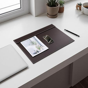 Tapis de bureau en similicuir de haute qualité, noir, en PU, fait main, protège-blocs-notes en cuir - Product Image 2