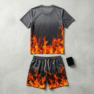 Digital Printed Autumn Set Men Short Sleeve T-<b>Shirt</b> Matching Shorts Unisex Polyester Shorts Sports Jersey Set Quick Dry - Product Image 4