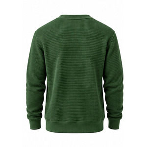 <b>Men</b> Waffle Knit Sweatshirt Textured Crew Neck Long Sleeve Pullover Casual <b>Thermal</b> <b>Top</b> Custom OEM Activewear Manufacturer Factory - Product Image 2