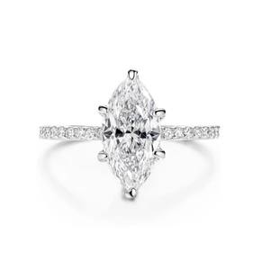 แหวนมอสซาไนต์ทรงมาร์คีส์ ชุบทอง 18K แบบ Eternity 6 กรงเล็บ เงินสเตอร์ลิง สำหรับงานแต่งงาน งานหมั้น และวันครบรอบ - Product Image 3