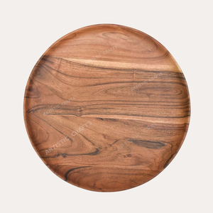 Assiettes de chargeur en bois à l'aspect simple, faites à la main, tailles personnalisées écologiques, nuances de bois d'Inde - Product Image 4