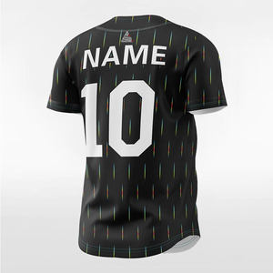 Maillot de baseball noir à rayures abstraites 2025 avec accents multicolores, design boutonné, nom et numéro personnalisables, style professionnel pour équipe - Product Image 5