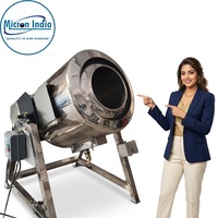Micron India Machine de torréfaction rotative automatique robuste au GPL, en acier inoxydable, pour noix, graines et café, avec couvercle en verre, 440V