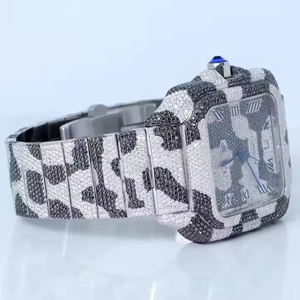 Customized Luxury Analog Quartz Iced Moissanite Diamond <b>Watch</b> New Arrival Hip Hop Style <b>Square</b> Sport Glass Dial Display Limited - Product Image 5