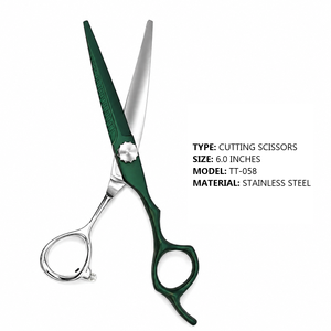 Ciseaux de coiffure professionnels en acier inoxydable de 6 pouces avec manche vert, ciseaux de barbier, ciseaux de coiffure pour salon - Product Image 2