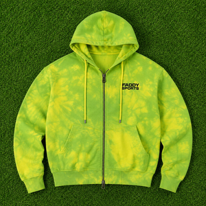 Sudadera con capucha y cremallera personalizada al por mayor, estilo streetwear, tie-dye, oversize, con lavado ácido, de forro polar, verde neón, unisex, tipo chaqueta con cremallera - Product Image 2