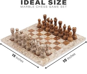 Juego de Ajedrez de Piedra Chakra de Lujo Venktesh Designs, Tablero de Ajedrez Ecológico Hecho a Mano con Diseño de Flor de Ángel, Aspecto de Zafiro Negro - Product Image 2