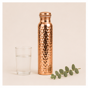Bouteille d'eau en cuivre pur écologique de haute qualité, design martelé fait main, 1000 ml, anti-fuite, récipient ayurvédique, vaisselle - Product Image 5