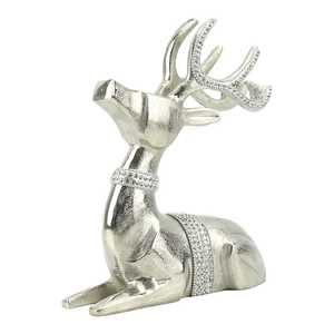 Figurine de renne en résine argentée, 26 cm de hauteur x 8,5 cm de largeur x 22,5 cm de longueur, décoration de Noël, ornement de table glamour, animal fait main - Product Image 6
