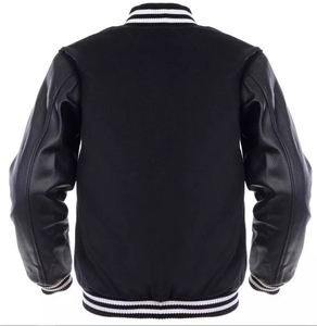 Chaqueta Varsity de Béisbol Personalizada con Logotipo, de Piel de Oveja Revestida, Impermeable, Cortavientos, Transpirable, con Cuello Redondo y Puños Acanalados para Hombre - Product Image 4