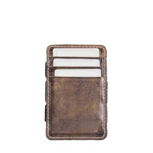 Vintage Genuine Leather Flip <b>Wallet</b> Cross Band Minimalist Card Holder Cash Storage Case Distressed <b>Brown</b> Sleek Pocket Pouches - Product Image 5