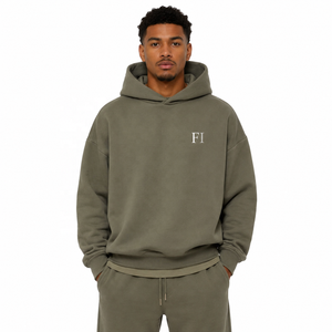 Wholesale Winter Fleece Men's Hoodies <b>Tracksuit</b> and Jogger Set Heavyweight Hooded Sweatshirts Oversized Embroidered Streetwear - Product Image 1