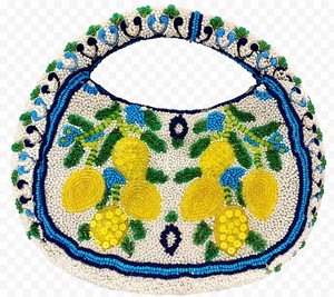 Bolso de noche con cuentas en forma de media luna, hecho a mano con diseño de limones, elegante para fiestas. - Product Image 1