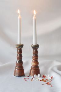 Best Seller Purple Wood Shabbat Candle Holders Pair Star Of David Cutout Judaica Sabbath <b>Candlestick</b> Table Decor Gift Table Gift - Product Image 5