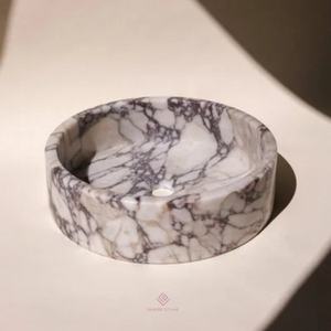 Lavabo Redondo de Mármol Natural Calacatta Viola de Lujo, Lavabo Individual de Piedra Natural para Baños de Casa y Hotel - Product Image 3
