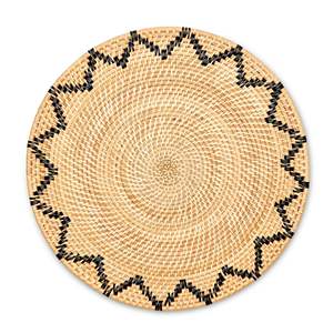 Black Zigzag Rattan Placemat Spiral Woven Table <b>Mat</b> Coiled Geometric Star Coaster Decorative Charger <b>Plates</b> Boho Wall Basket Dec - Product Image 4