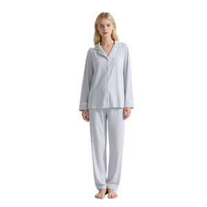 Women's Custom 1-Piece <b>Viscose</b> Knitted Sleepwear Lounge Wear Set Long Sleeve V-neck Elastic Waist Breathable Summer Spring Soft - Product Image 3